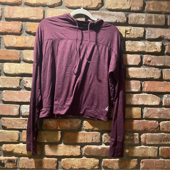 Reebok Womens Hoodie Size L Purple Long Sleeve Thumbholes Pullover Logo - Picture 2 of 5